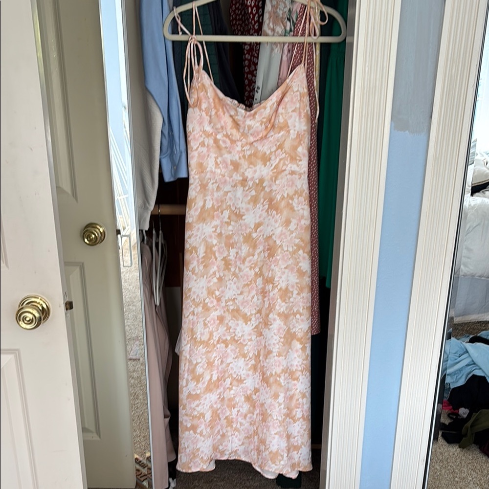 RESA Peach/Pink Floral Midi Dress